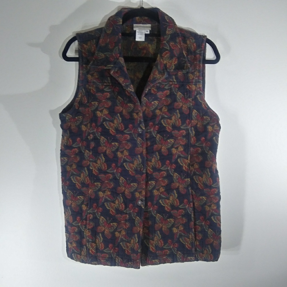 Coldwater Creek Tapesty Butterfly Print Vest Sz M
